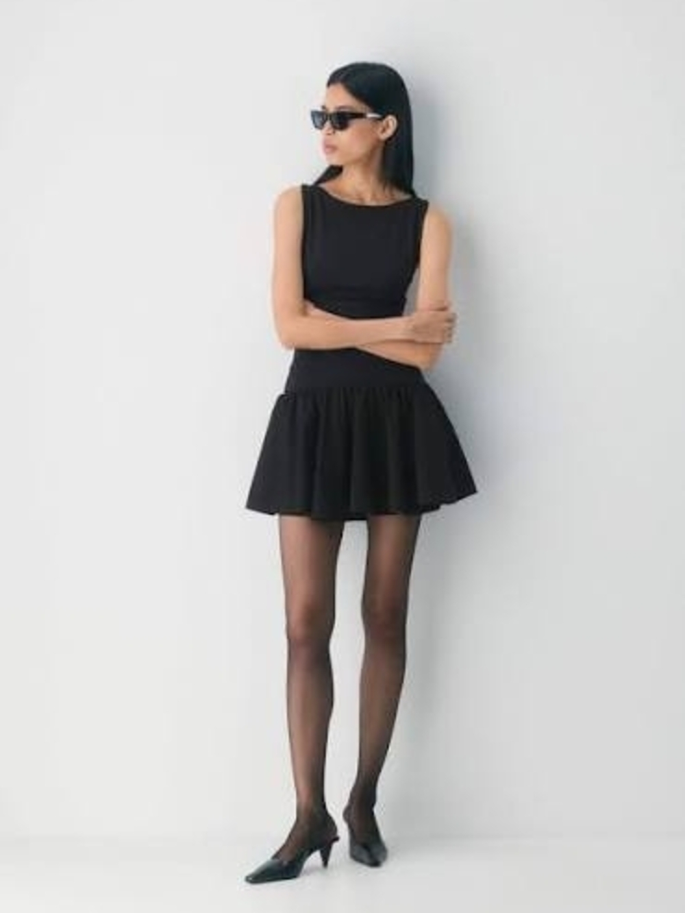 Aritzia Babaton Segment Black Sleeveless Poplin Mini Dress